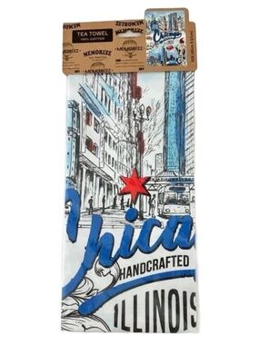 NEW Chicago Handcrafted Illinois Tea Towel 100% COTTON by Memoriez